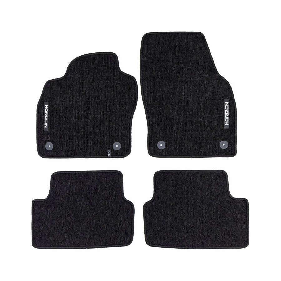 Veliūriniai HORIZON kilimėliai VOLKSWAGEN Polo 2017→ (Juodos spalvos)