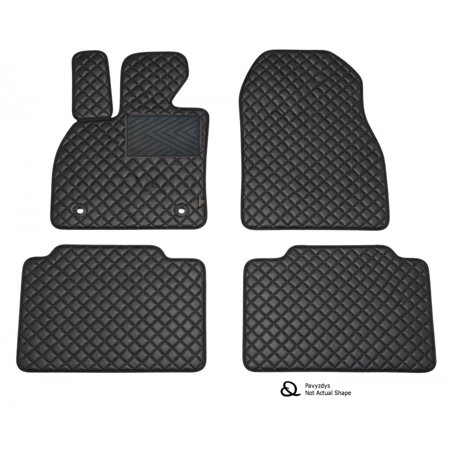 Odiniai kilimėliai QuiltyMats AUDI A1 2010-2018 (Juodos spalvos - Juodais dygsniais)