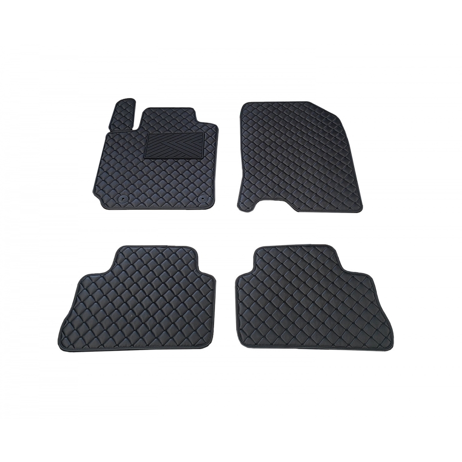 Odiniai kilimėliai QuiltyMats HYUNDAI KONA 2017-2023 (Juodos spalvos - Juodais dygsniais)