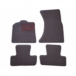Odiniai kilimėliai QuiltyMats AUDI Q5 2008-2016 (Juodos spalvos - Raudonais dygsniais)