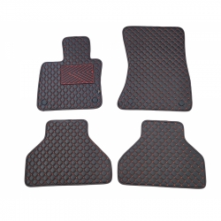Odiniai kilimėliai QuiltyMats BMW X5 (E70) 2007-2013 (Juodos spalvos - Raudonais dygsniais)