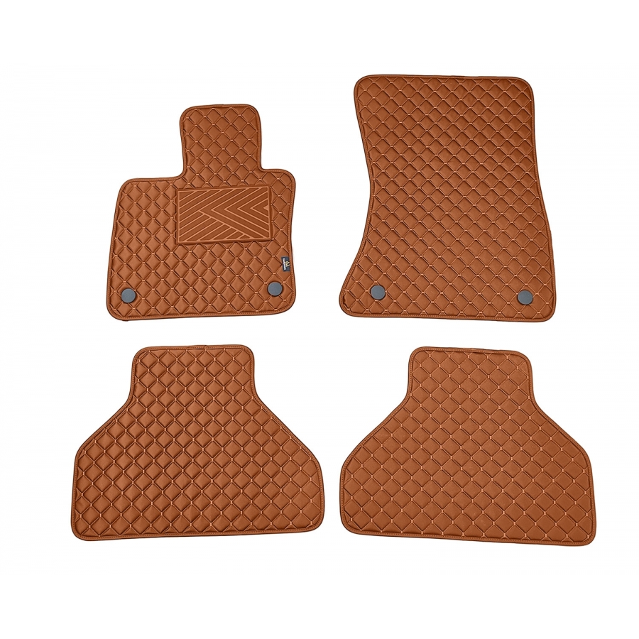 Odiniai kilimėliai QuiltyMats BMW X5 (E70) 2007-2013 (Rudos spalvos - Rudais dygsniais)