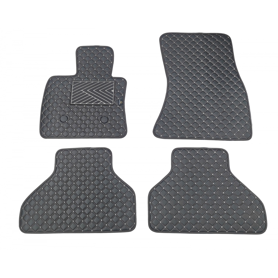 Odiniai kilimėliai QuiltyMats BMW X5 (F15) 2013-2018 (Juodos spalvos - Pilkais dygsniais)