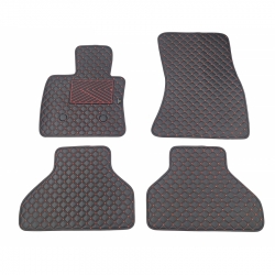 Odiniai kilimėliai QuiltyMats BMW X5 (F15) 2013-2018 (Juodos spalvos - Raudonais dygsniais)