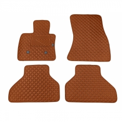 Odiniai kilimėliai QuiltyMats BMW X5 (F15) 2013-2018 (Rudos spalvos - Rudais dygsniais)