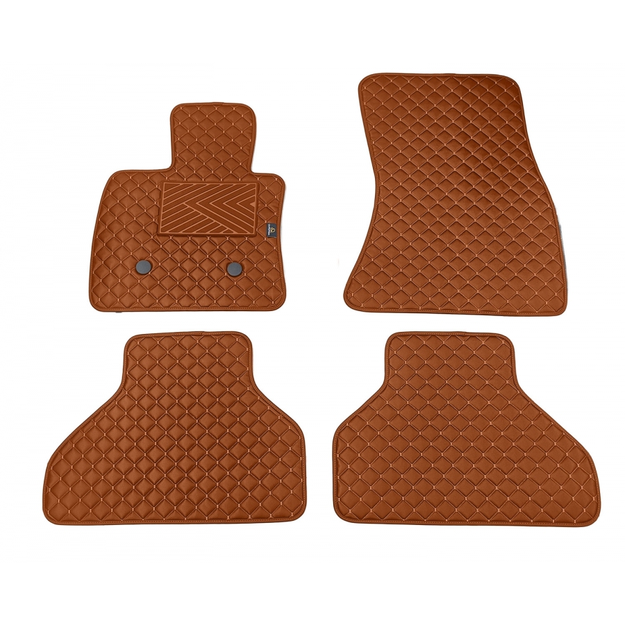 Odiniai kilimėliai QuiltyMats BMW X5 (F15) 2013-2018 (Rudos spalvos - Rudais dygsniais)