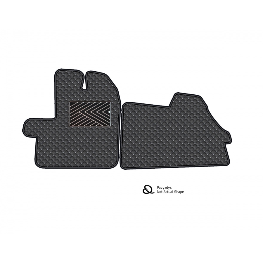 Odiniai kilimėliai QuiltyMats MERCEDES BENZ VITO (V447) 2014→ (Juodos spalvos - Pilkais dygsniais)