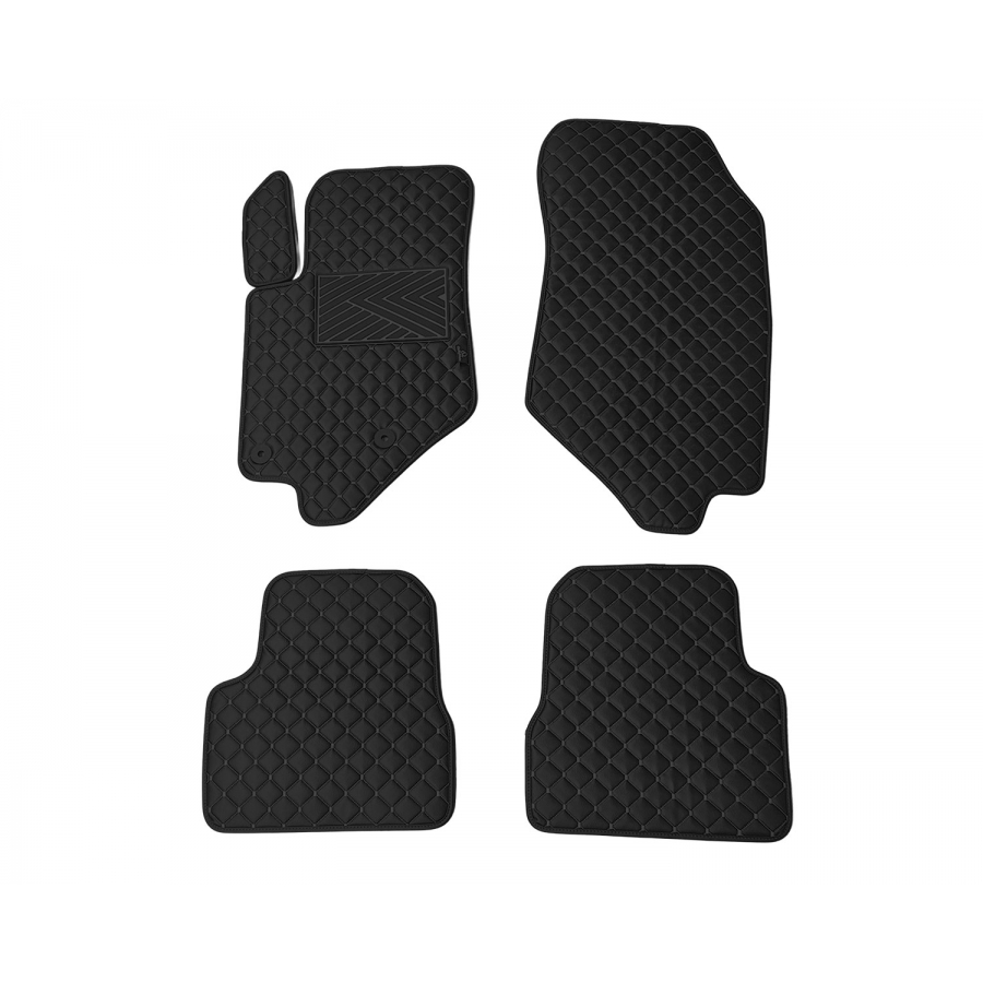 Odiniai kilimėliai QuiltyMats PEUGEOT 2008 2019→ (Juodos spalvos - Juodais dygsniais)