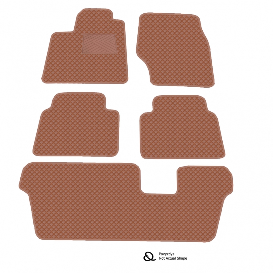 Odiniai kilimėliai QuiltyMats SEAT ALHAMBRA (7 vietų) 2010-2020 (3 eilės) (Rudos spalvos - Rudais dygsniais)