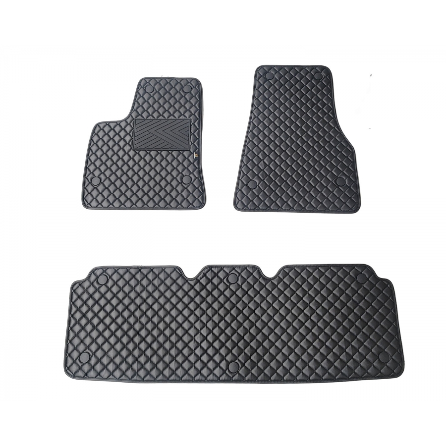 Odiniai kilimėliai QuiltyMats TESLA MODEL S 2012-2026 (Juodos spalvos - Juodais dygsniais)