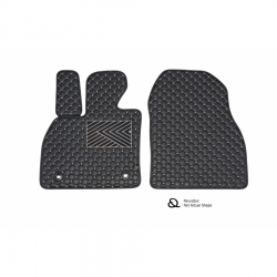 Odiniai kilimėliai QuiltyMats VOLKSWAGEN CADDY (Krovininis) 2004-2020 (Priekiniai) (Juodos spalvos - Pilkais dygsniais)