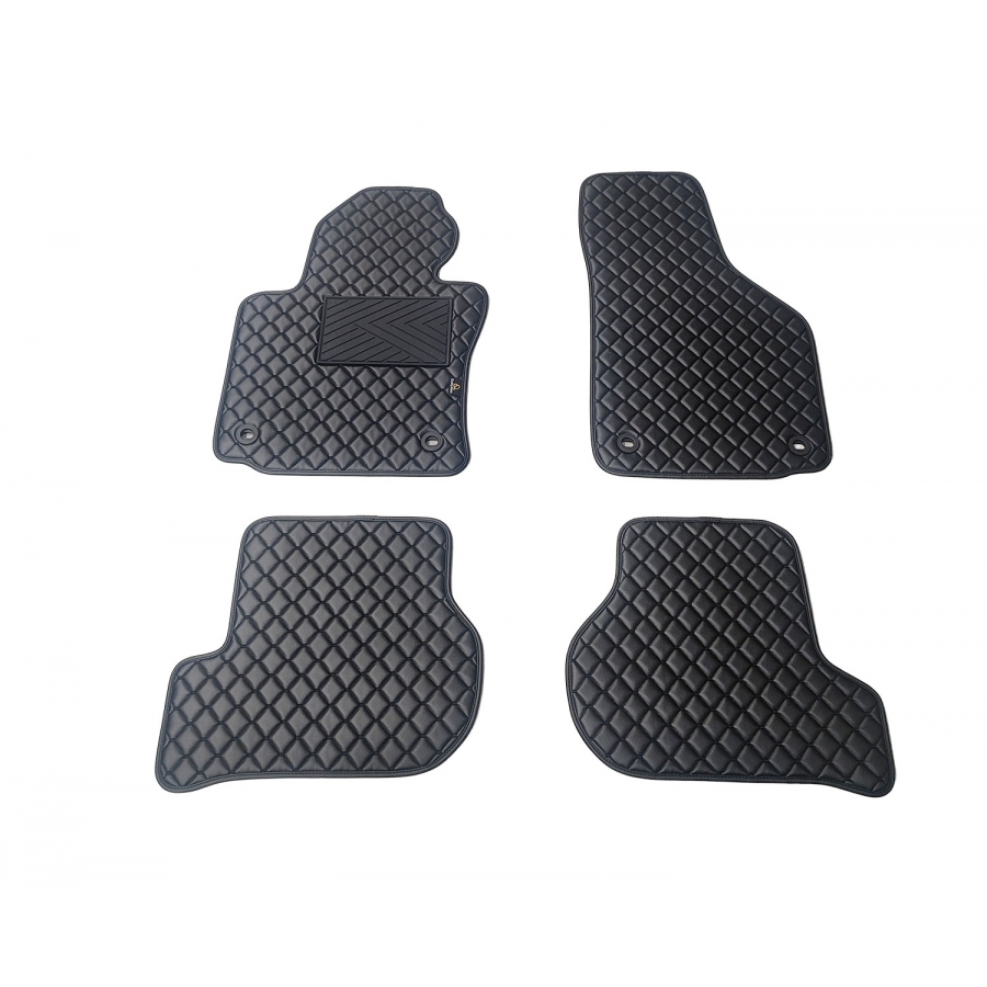 Odiniai kilimėliai QuiltyMats VOLKSWAGEN GOLF 2003-2009 (Juodos spalvos - Juodais dygsniais)