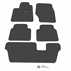 Odiniai kilimėliai QuiltyMats VOLKSWAGEN SHARAN (7 vietų) 2010-2023 (3 eilės) (Juodos spalvos - Pilkais dygsniais)