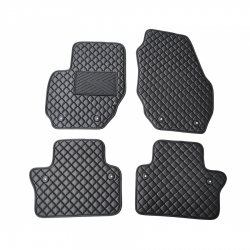 Odiniai kilimėliai QuiltyMats VOLVO S80 2006-2016 (Juodos spalvos - Juodais dygsniais)