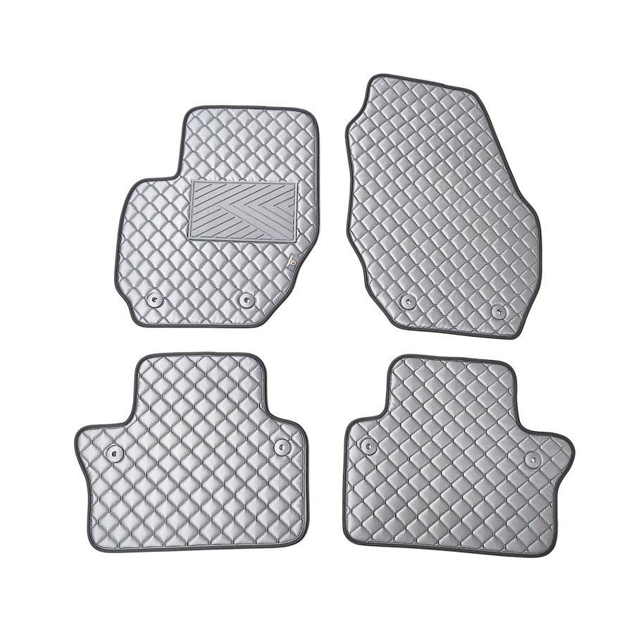 Odiniai kilimėliai QuiltyMats VOLVO S80 2006-2016 (Pilkos spalvos - Pilkais dygsniais)