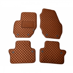 Odiniai kilimėliai QuiltyMats VOLVO S80 2006-2016 (Rudos spalvos - Rudais dygsniais)