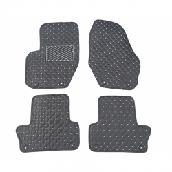 Odiniai kilimėliai QuiltyMats VOLVO XC60 2008-2017 (Juodos spalvos - Pilkais dygsniais)