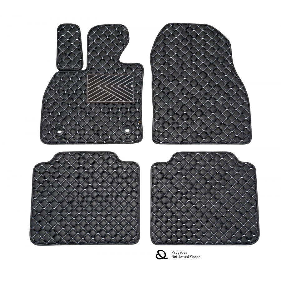 Odiniai kilimėliai QuiltyMats VOLKSWAGEN PASSAT (B7 USA) 2010-2019 (Juodos spalvos - Pilkais dygsniais)